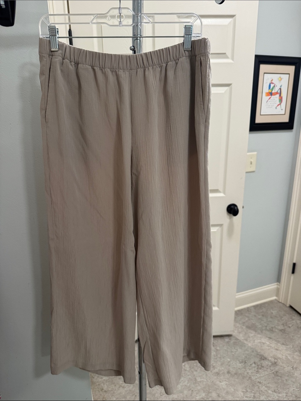 Pure Jill Sand-Washed Wide Leg Pants - Taupe / Beige - Size Medium (M)